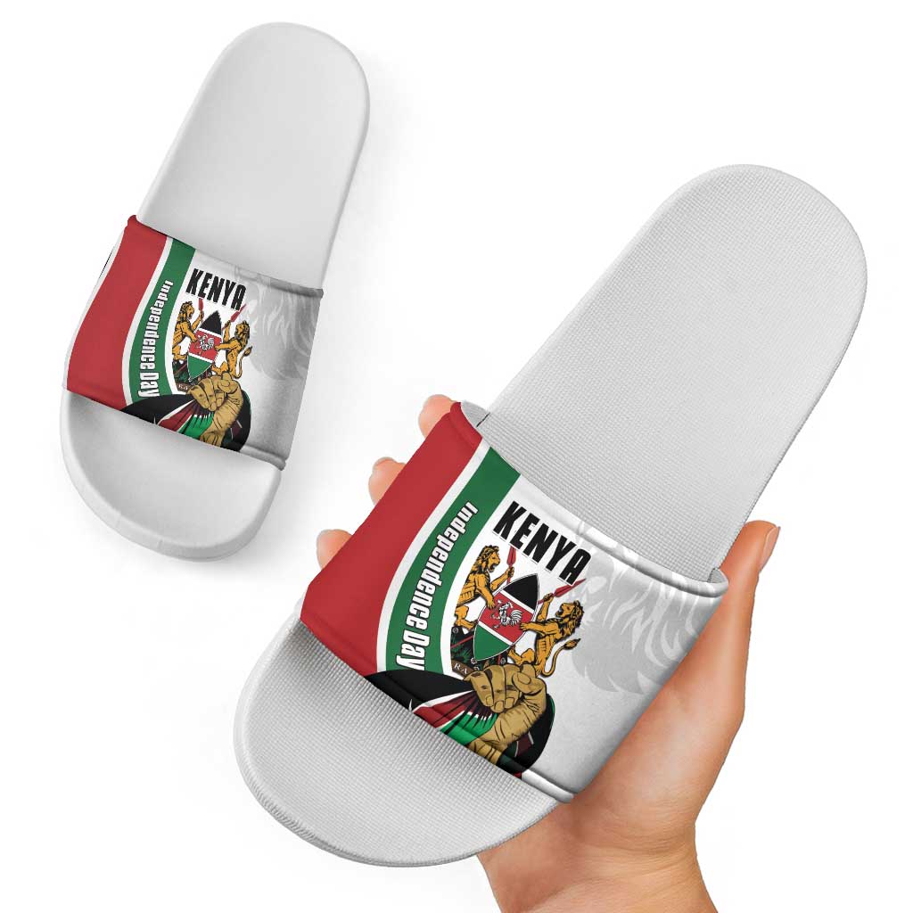 Kenya Jamhuri Day Slide Sandals Lion With Coat Of Arms - Wonder Print Shop