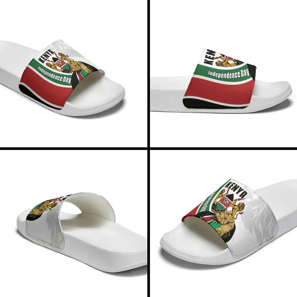 Kenya Jamhuri Day Slide Sandals Lion With Coat Of Arms - Wonder Print Shop
