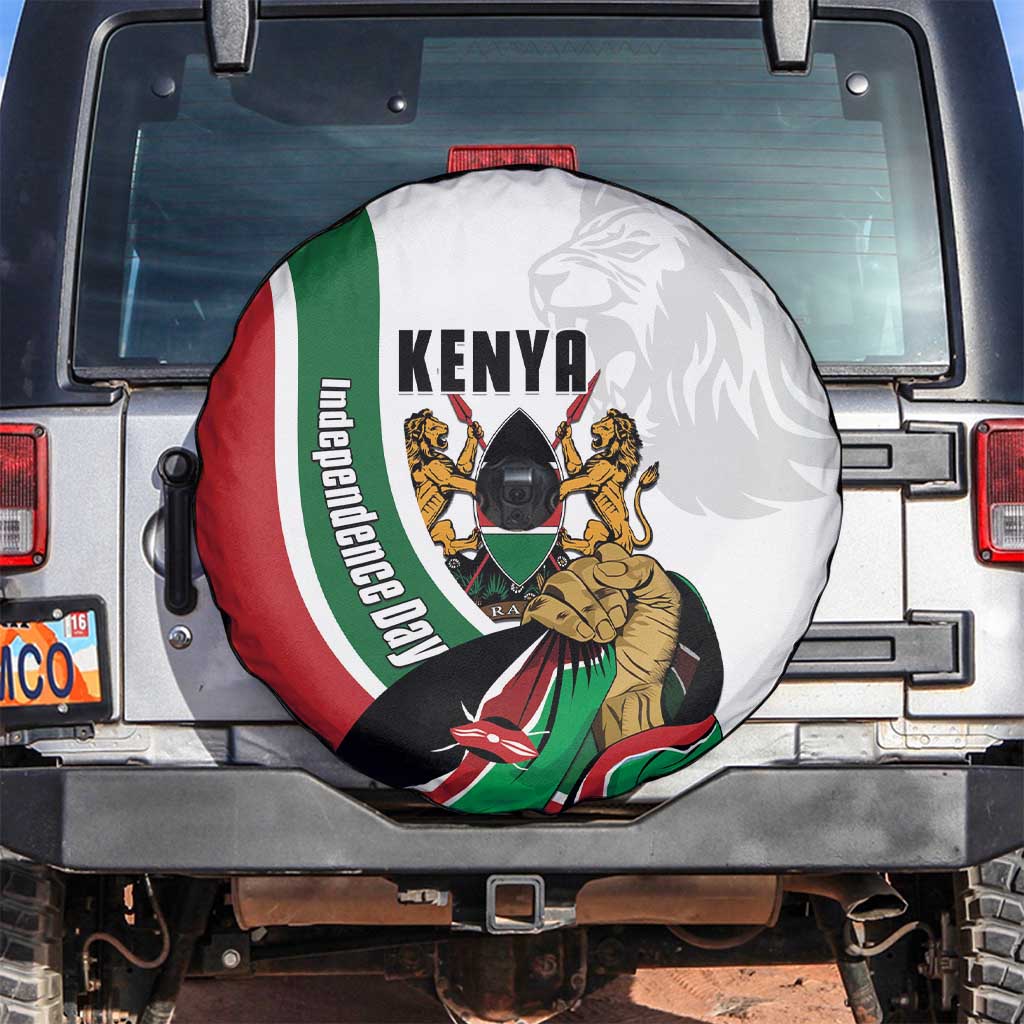 Kenya Jamhuri Day Spare Tire Cover Lion With Coat Of Arms - Wonder Print Shop