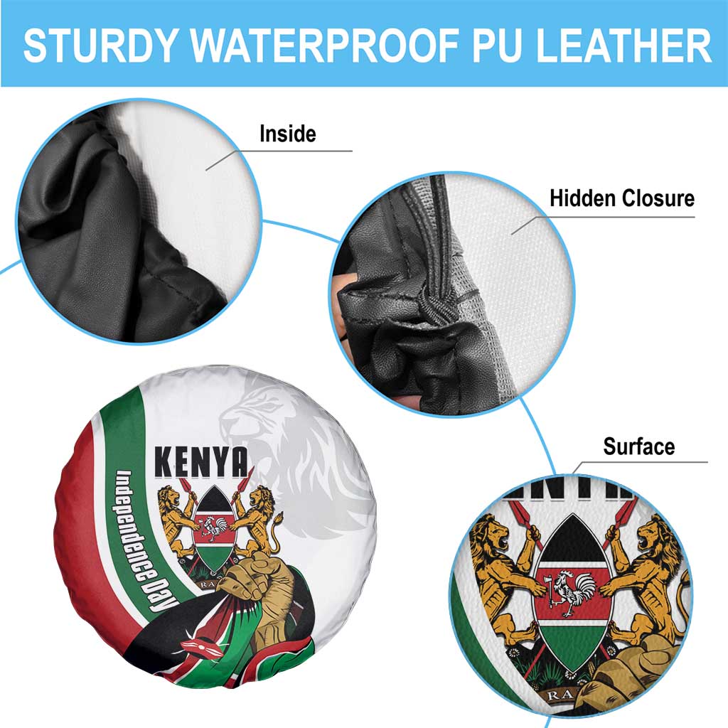 Kenya Jamhuri Day Spare Tire Cover Lion With Coat Of Arms - Wonder Print Shop
