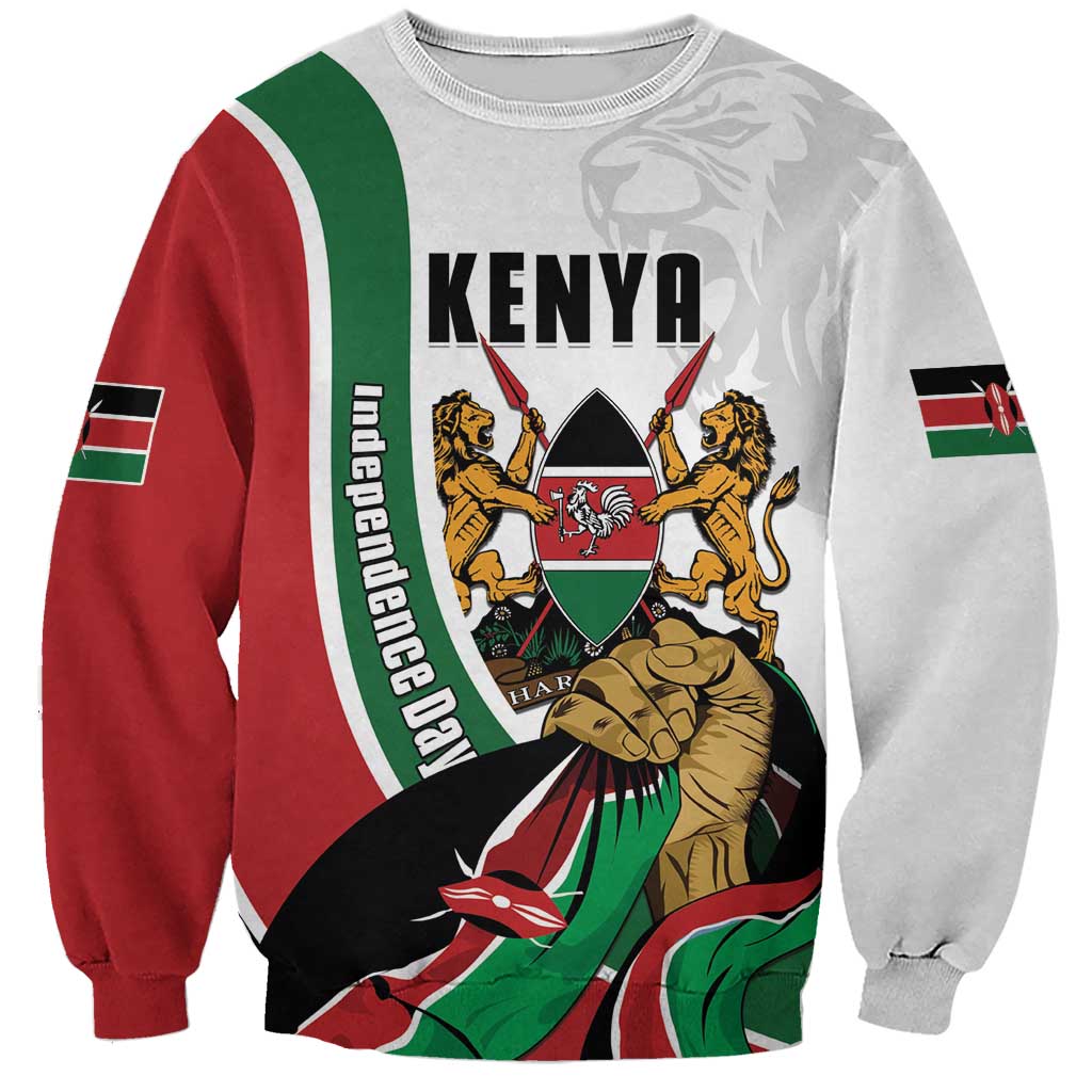 Personalized Kenya Jamhuri Day Sweatshirt Lion With Coat Of Arms - Wonder Print Shop