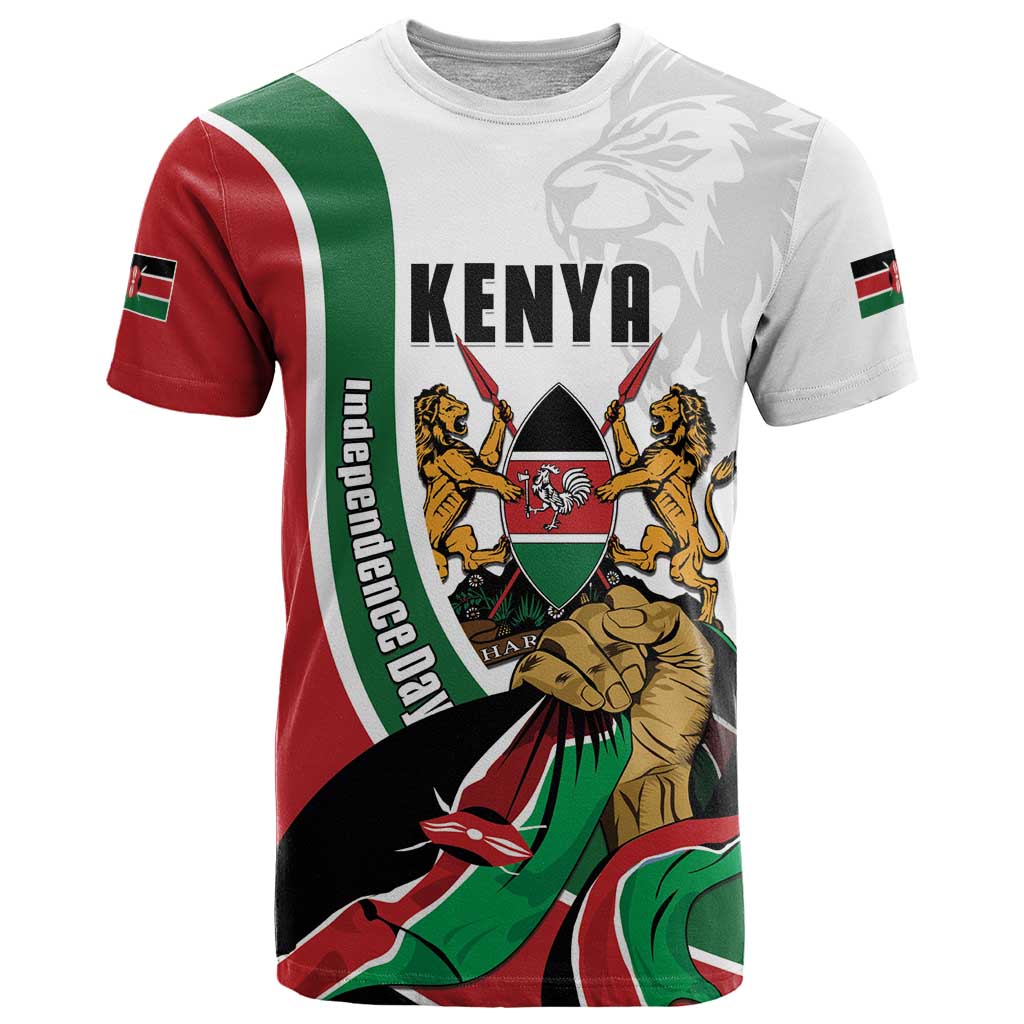 Personalized Kenya Jamhuri Day T Shirt Lion With Coat Of Arms - Wonder Print Shop