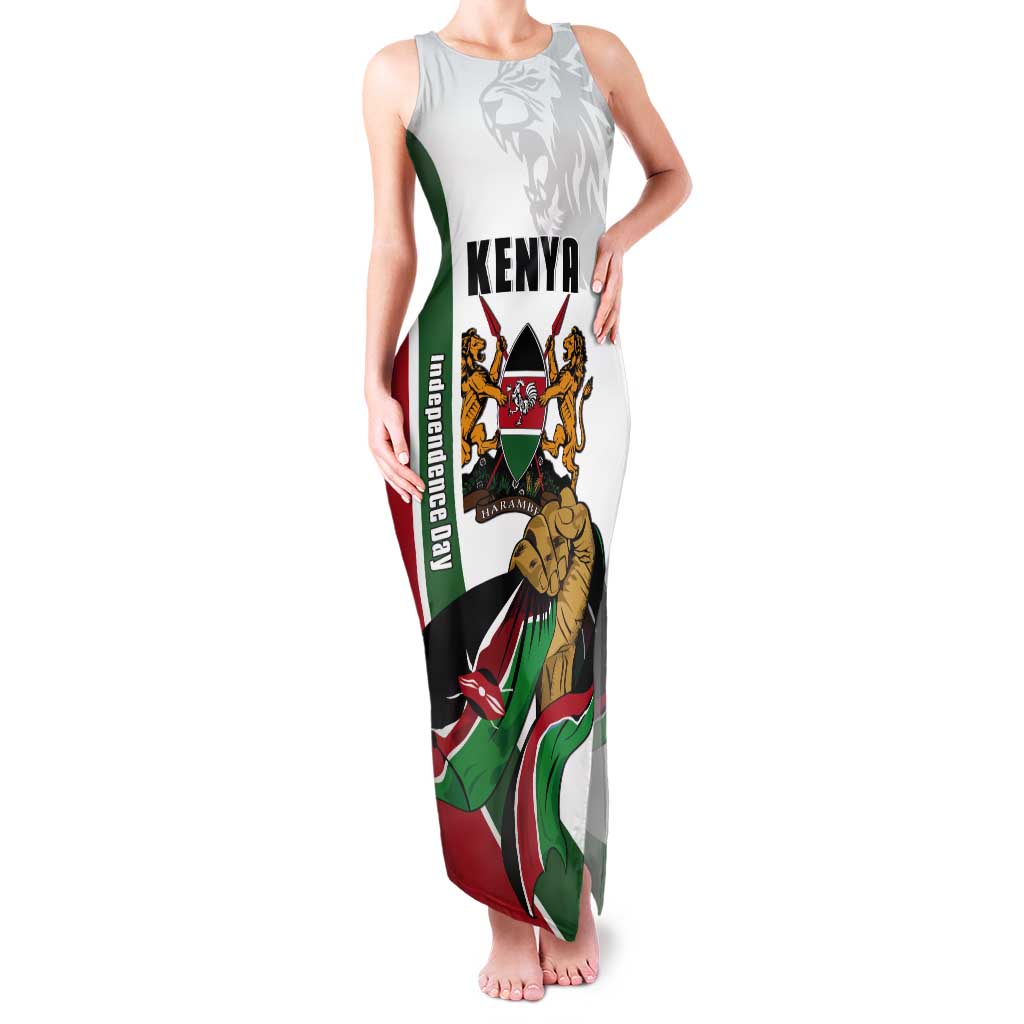 Personalized Kenya Jamhuri Day Tank Maxi Dress Lion With Coat Of Arms - Wonder Print Shop
