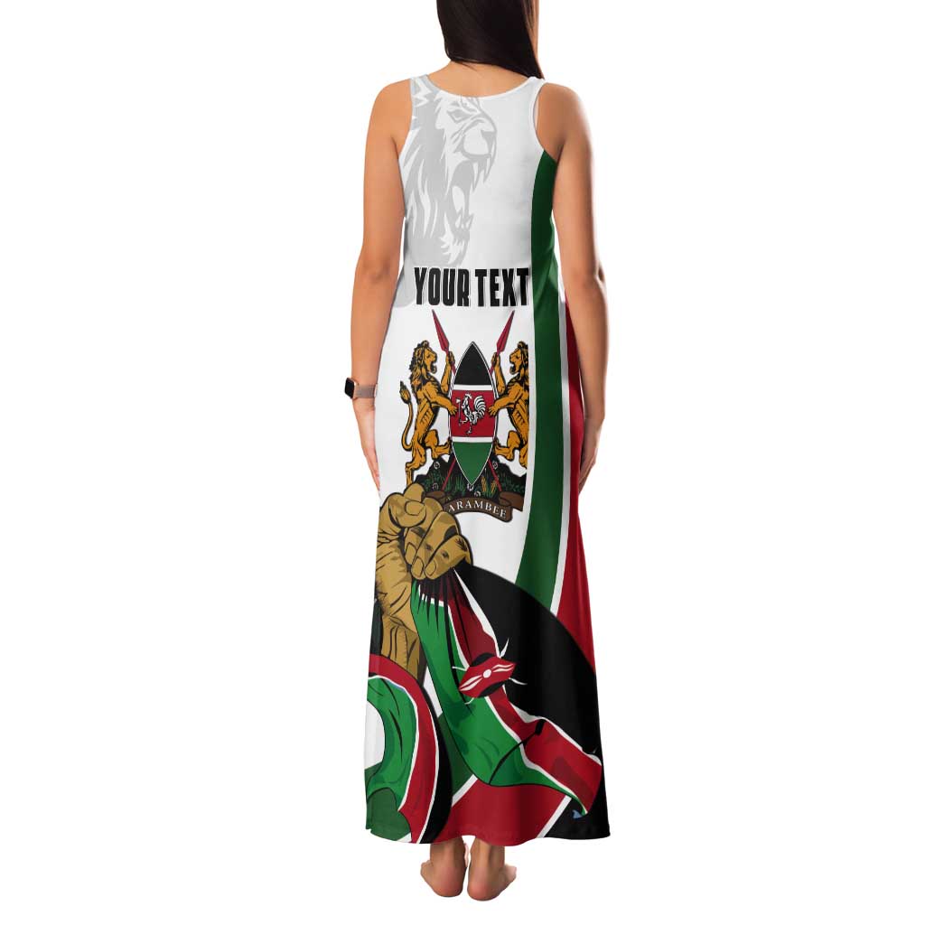 Personalized Kenya Jamhuri Day Tank Maxi Dress Lion With Coat Of Arms - Wonder Print Shop