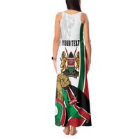 Personalized Kenya Jamhuri Day Tank Maxi Dress Lion With Coat Of Arms - Wonder Print Shop