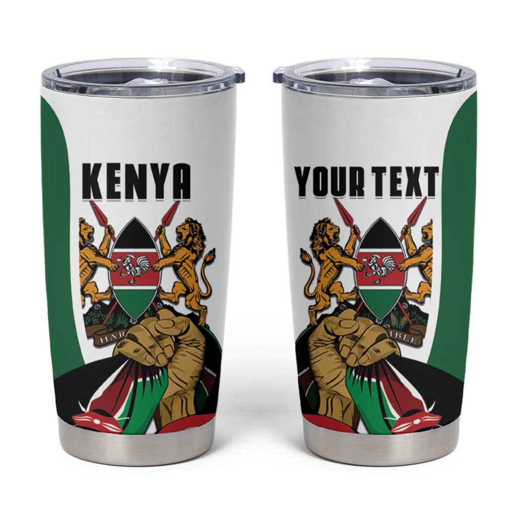 Personalized Kenya Jamhuri Day Tumbler Cup Lion With Coat Of Arms - Wonder Print Shop