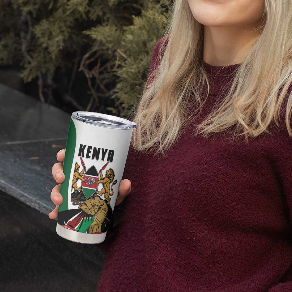 Personalized Kenya Jamhuri Day Tumbler Cup Lion With Coat Of Arms - Wonder Print Shop