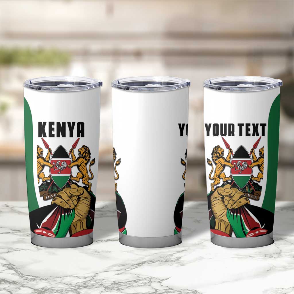 Personalized Kenya Jamhuri Day Tumbler Cup Lion With Coat Of Arms - Wonder Print Shop