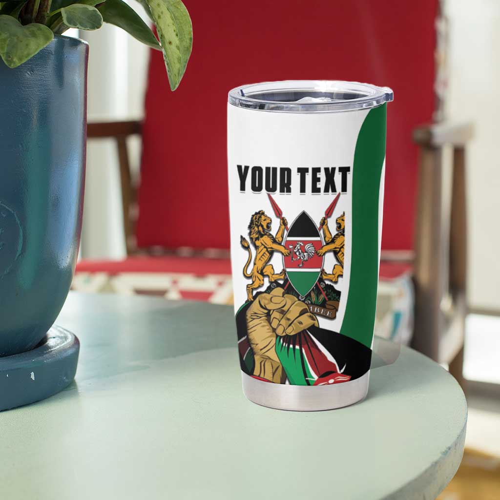 Personalized Kenya Jamhuri Day Tumbler Cup Lion With Coat Of Arms - Wonder Print Shop