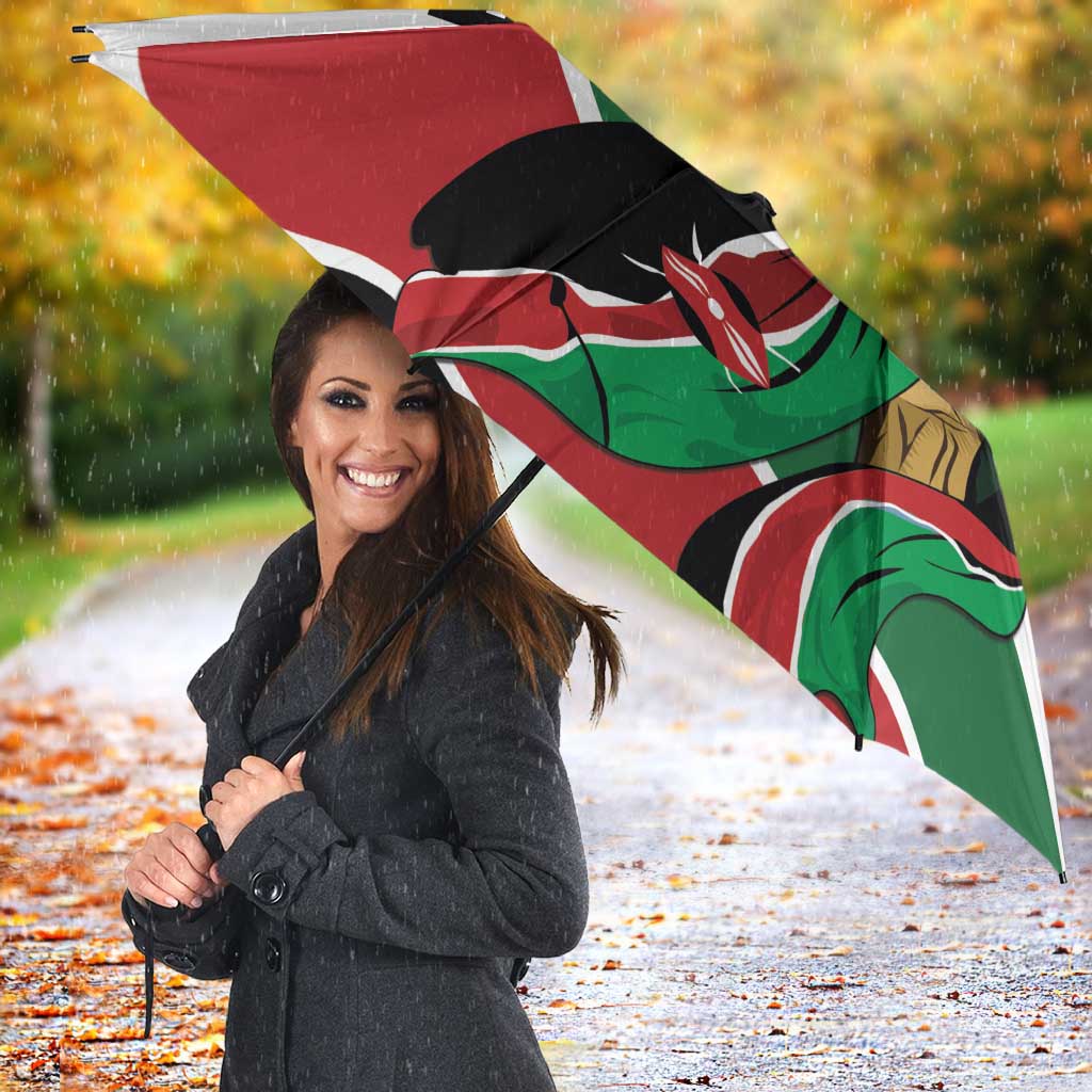 Kenya Jamhuri Day Umbrella Lion With Coat Of Arms - Wonder Print Shop