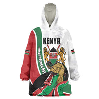 Personalized Kenya Jamhuri Day Wearable Blanket Hoodie Lion With Coat Of Arms - Wonder Print Shop