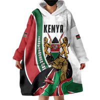 Personalized Kenya Jamhuri Day Wearable Blanket Hoodie Lion With Coat Of Arms - Wonder Print Shop