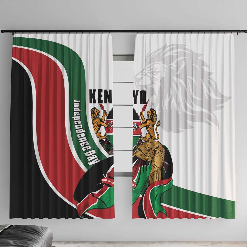 Kenya Jamhuri Day Window Curtain Lion With Coat Of Arms - Wonder Print Shop
