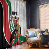 Kenya Jamhuri Day Window Curtain Lion With Coat Of Arms - Wonder Print Shop