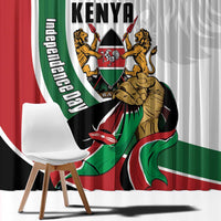 Kenya Jamhuri Day Window Curtain Lion With Coat Of Arms - Wonder Print Shop