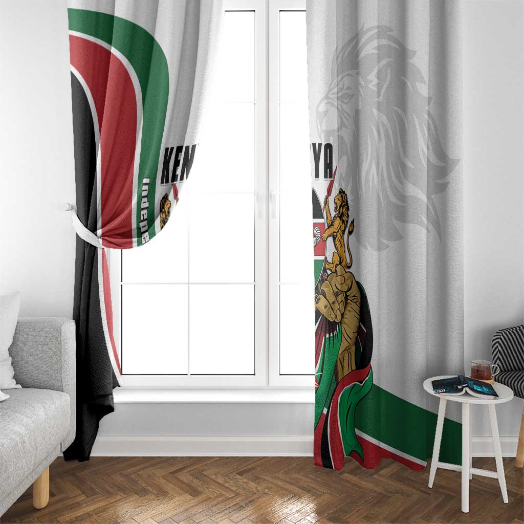 Kenya Jamhuri Day Window Curtain Lion With Coat Of Arms - Wonder Print Shop