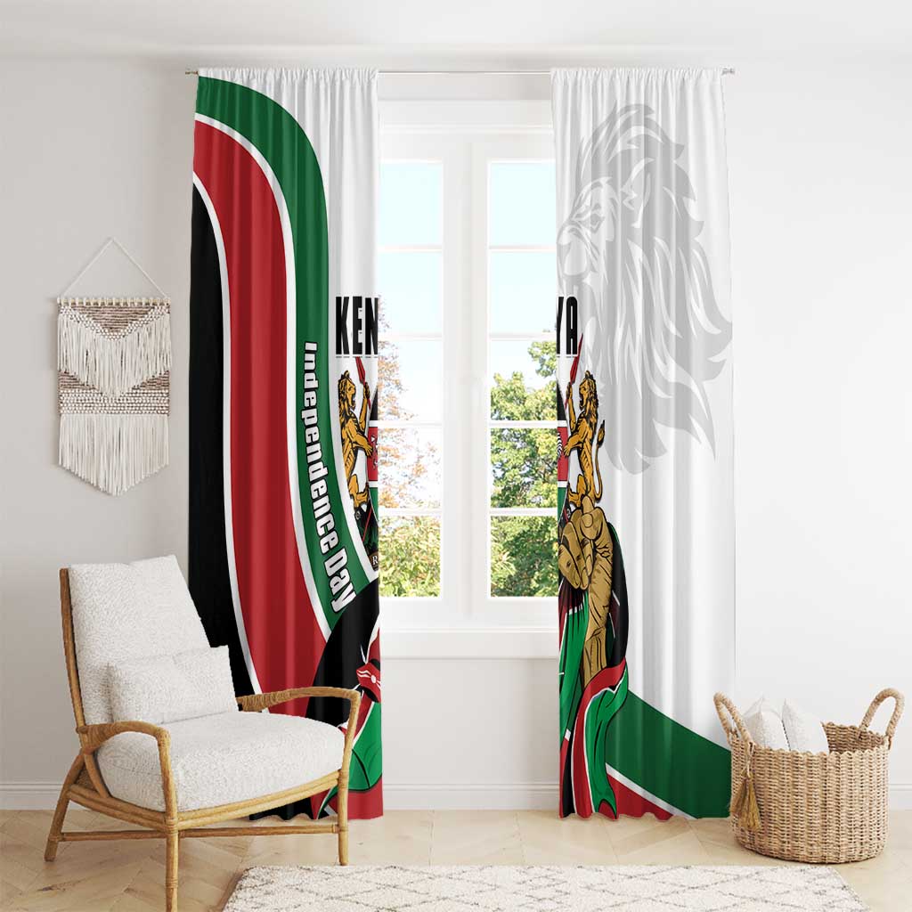 Kenya Jamhuri Day Window Curtain Lion With Coat Of Arms - Wonder Print Shop