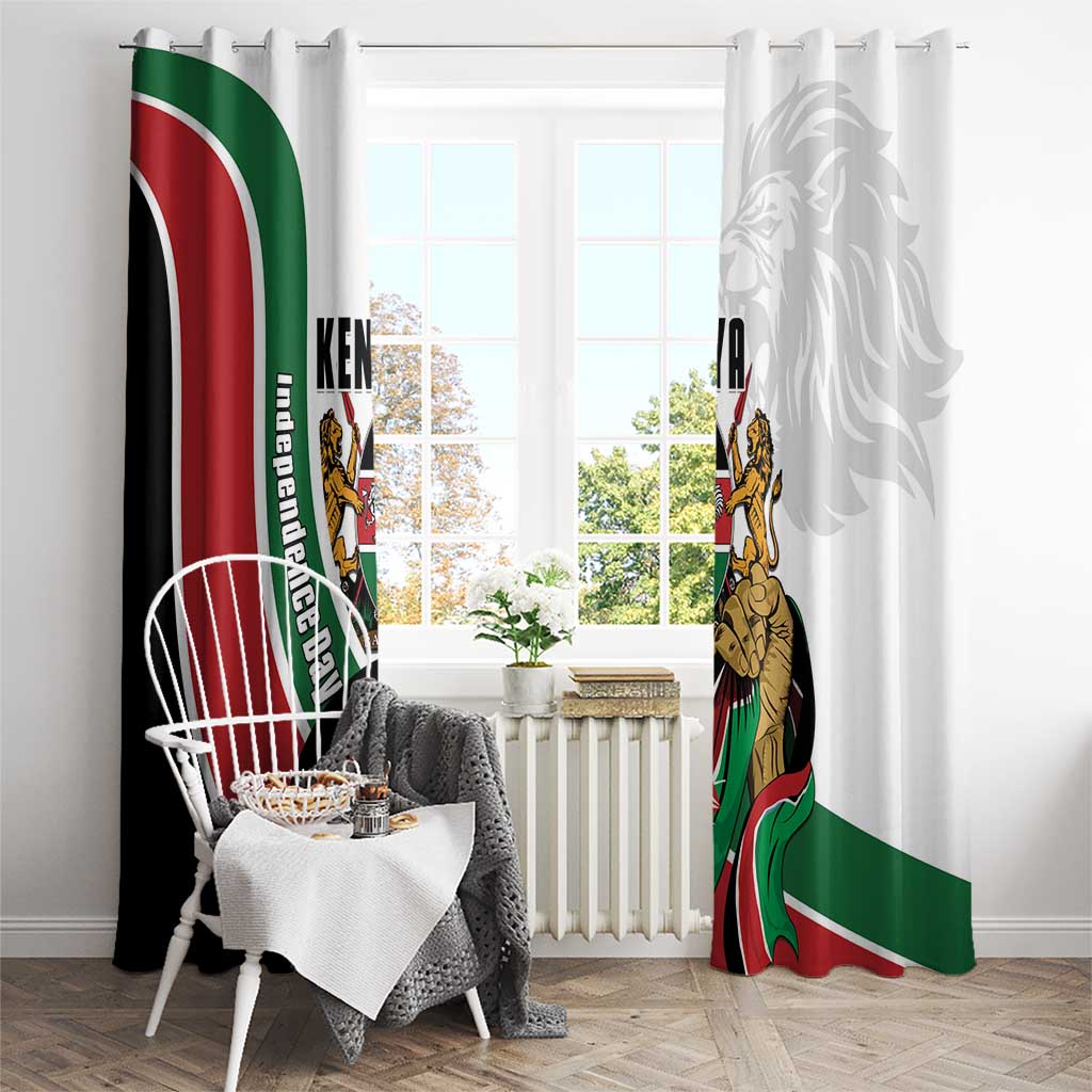 Kenya Jamhuri Day Window Curtain Lion With Coat Of Arms - Wonder Print Shop