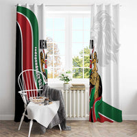 Kenya Jamhuri Day Window Curtain Lion With Coat Of Arms - Wonder Print Shop