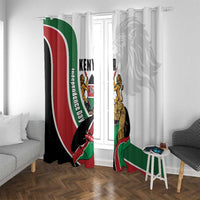 Kenya Jamhuri Day Window Curtain Lion With Coat Of Arms - Wonder Print Shop