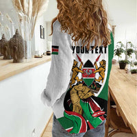 Personalized Kenya Jamhuri Day Women Casual Shirt Lion With Coat Of Arms - Wonder Print Shop