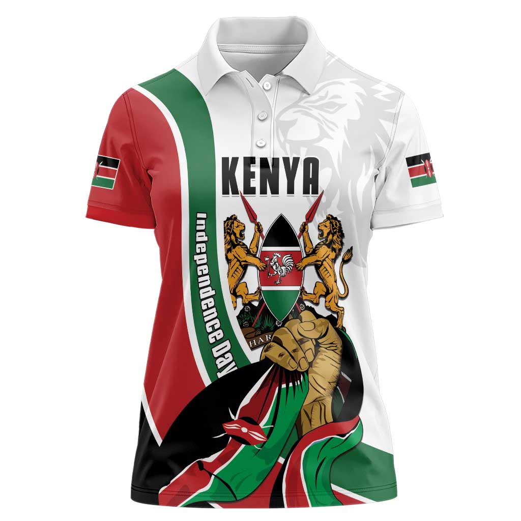 Personalized Kenya Jamhuri Day Women Polo Shirt Lion With Coat Of Arms - Wonder Print Shop