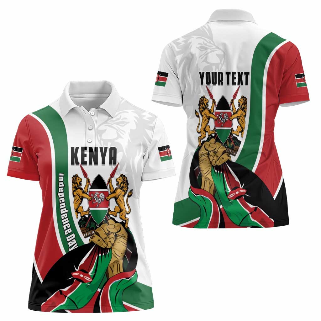 Personalized Kenya Jamhuri Day Women Polo Shirt Lion With Coat Of Arms - Wonder Print Shop
