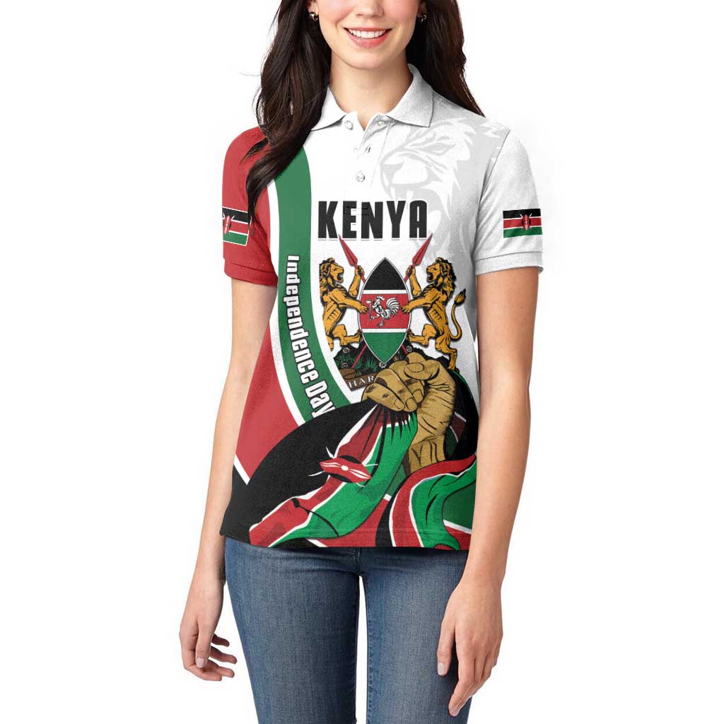 Personalized Kenya Jamhuri Day Women Polo Shirt Lion With Coat Of Arms - Wonder Print Shop