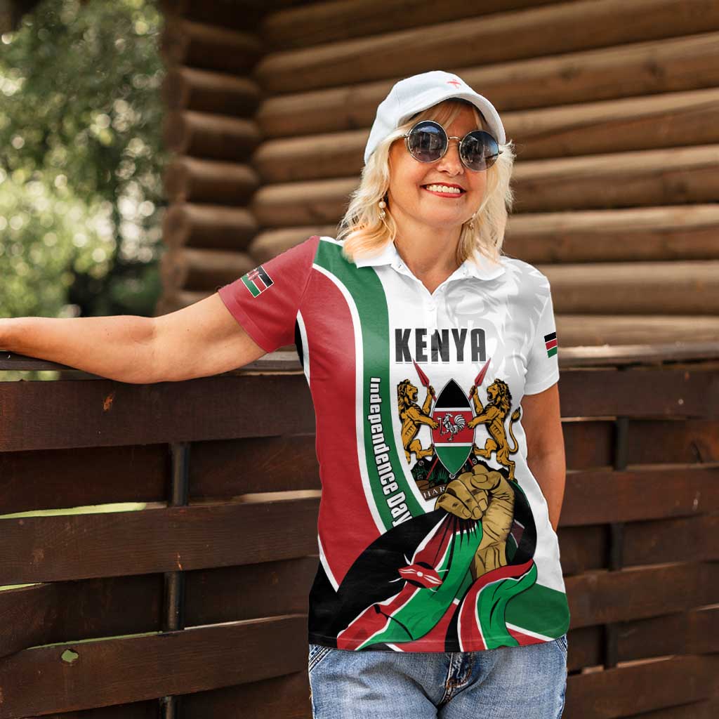 Personalized Kenya Jamhuri Day Women Polo Shirt Lion With Coat Of Arms - Wonder Print Shop