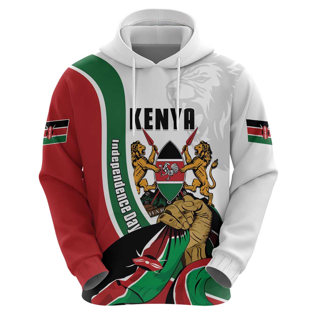 Personalized Kenya Jamhuri Day Zip Hoodie Lion With Coat Of Arms - Wonder Print Shop