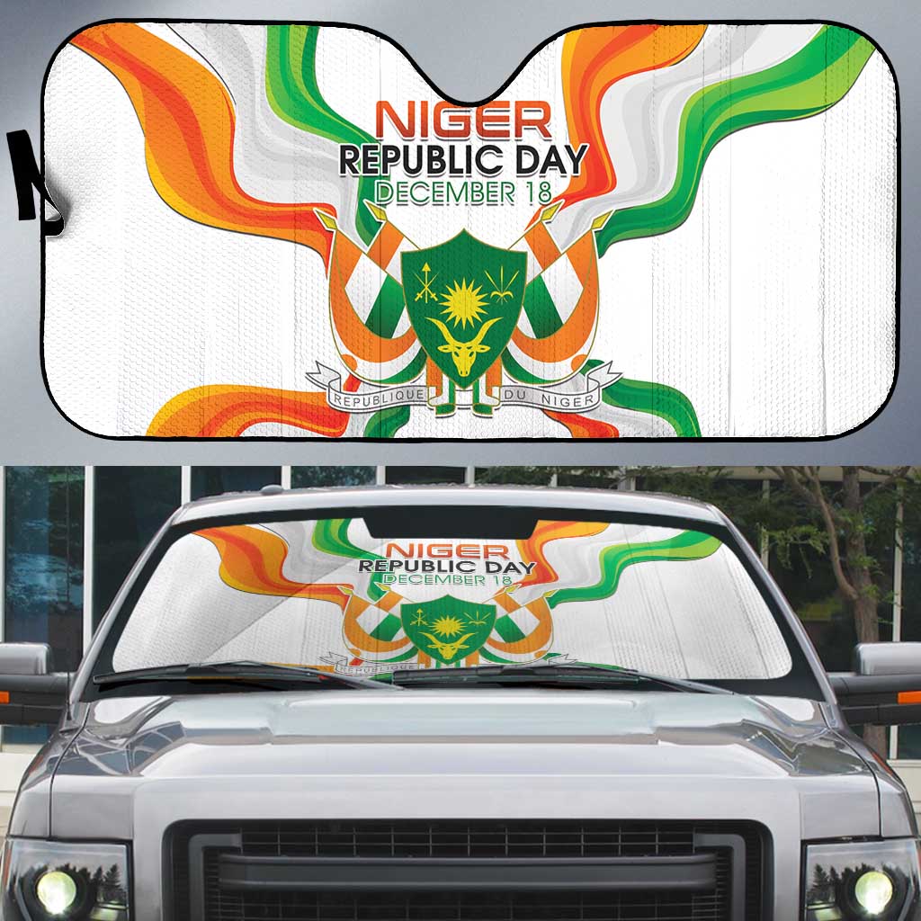 Niger Republic Day Auto Sun Shade Coat Of Arms With Flag - Wonder Print Shop