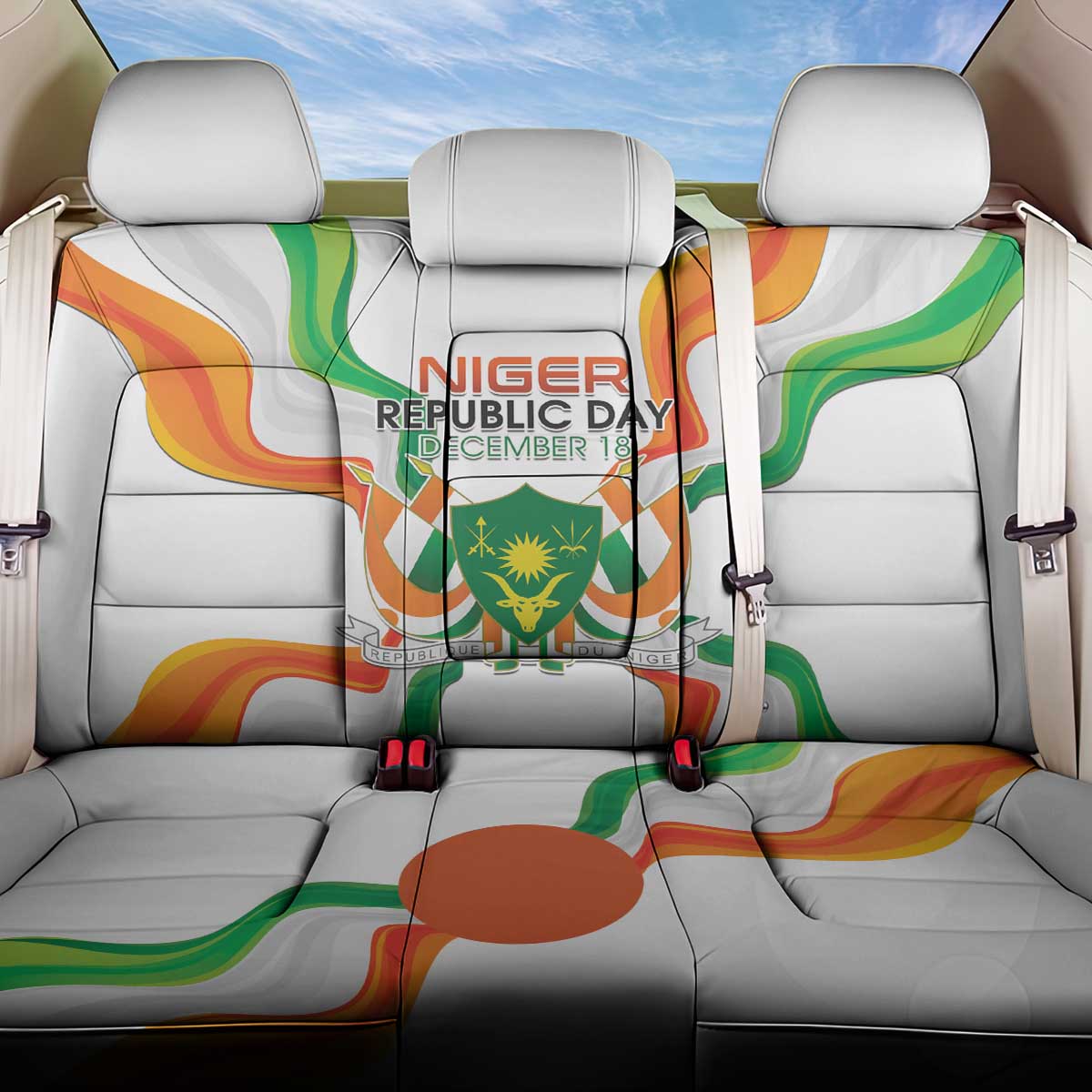 Niger Republic Day Back Car Seat Cover Coat Of Arms With Flag - Wonder Print Shop