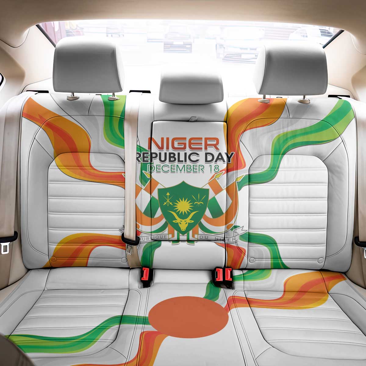 Niger Republic Day Back Car Seat Cover Coat Of Arms With Flag - Wonder Print Shop