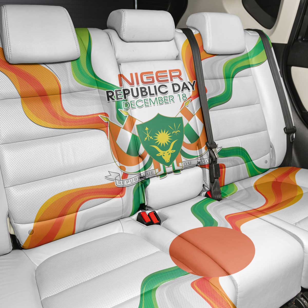 Niger Republic Day Back Car Seat Cover Coat Of Arms With Flag - Wonder Print Shop