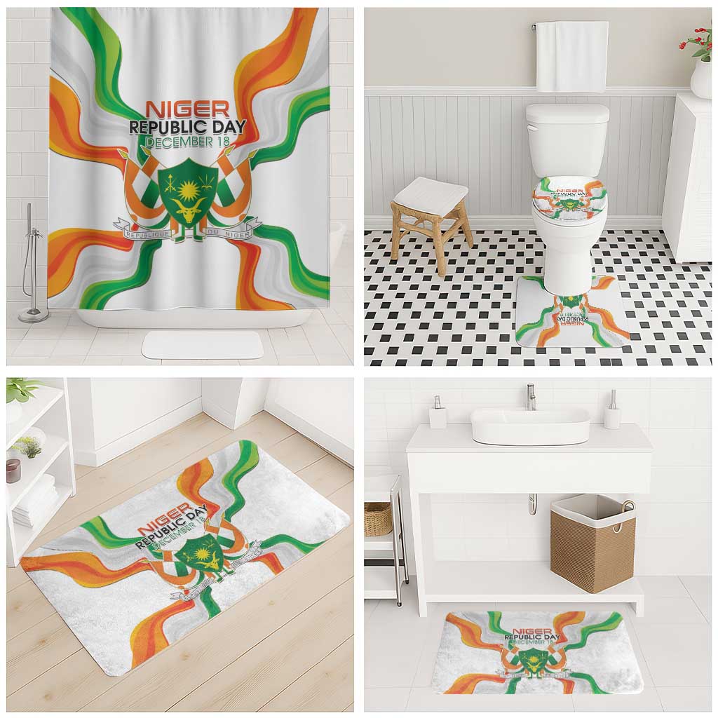 Niger Republic Day Bathroom Set Coat Of Arms With Flag - Wonder Print Shop