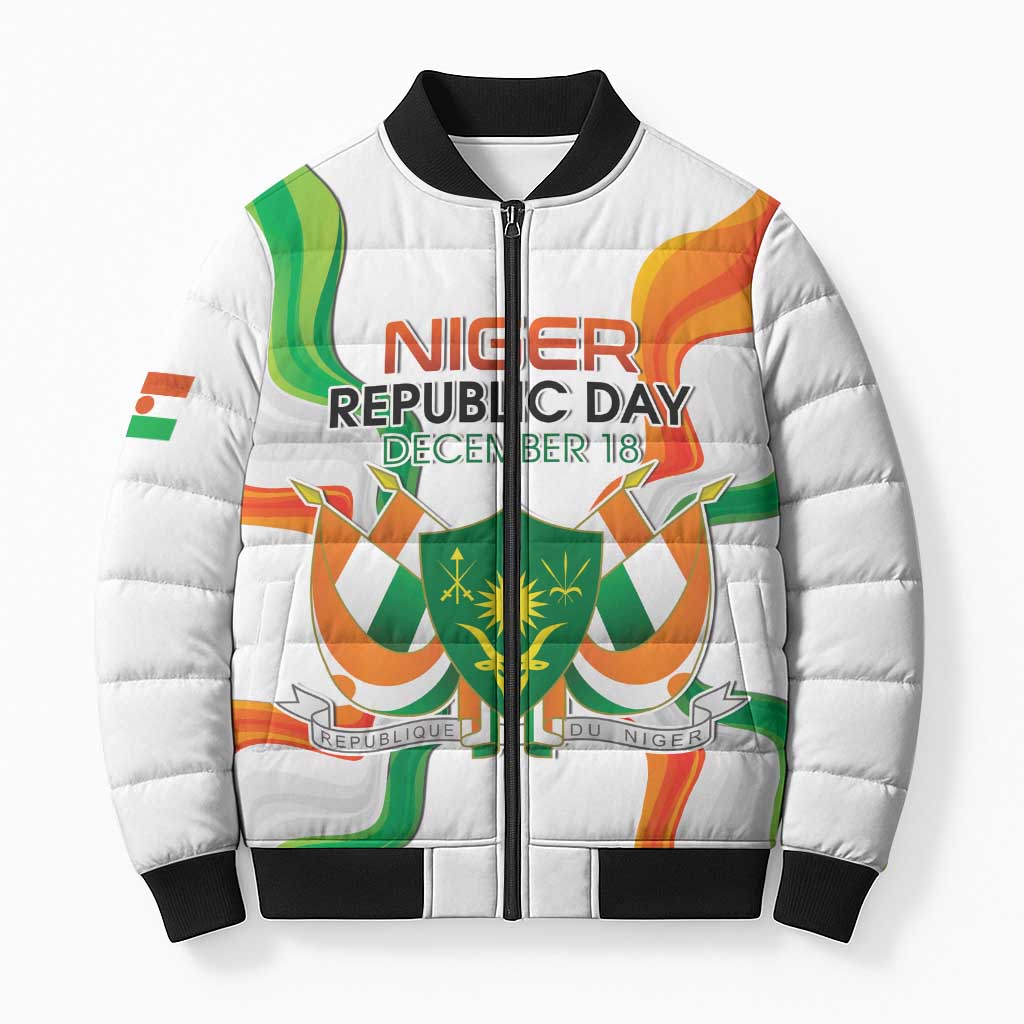 Personalized Niger Republic Day Bomber Puffer Jacket Coat Of Arms With Flag - Wonder Print Shop