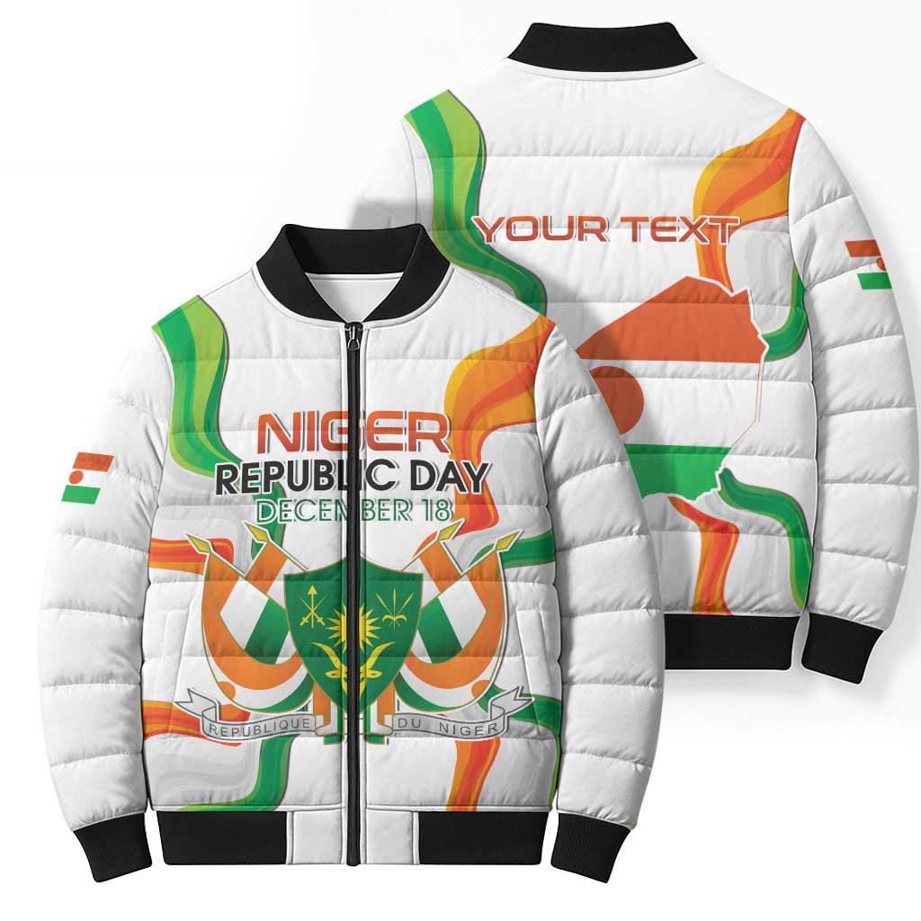 Personalized Niger Republic Day Bomber Puffer Jacket Coat Of Arms With Flag - Wonder Print Shop