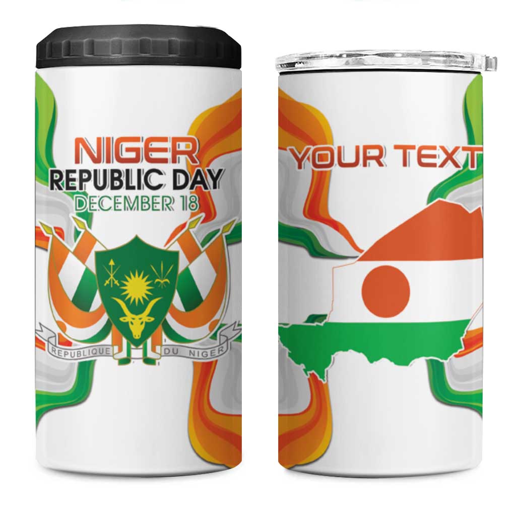 Personalized Niger Republic Day 4 in 1 Can Cooler Tumbler Coat Of Arms With Flag - Wonder Print Shop