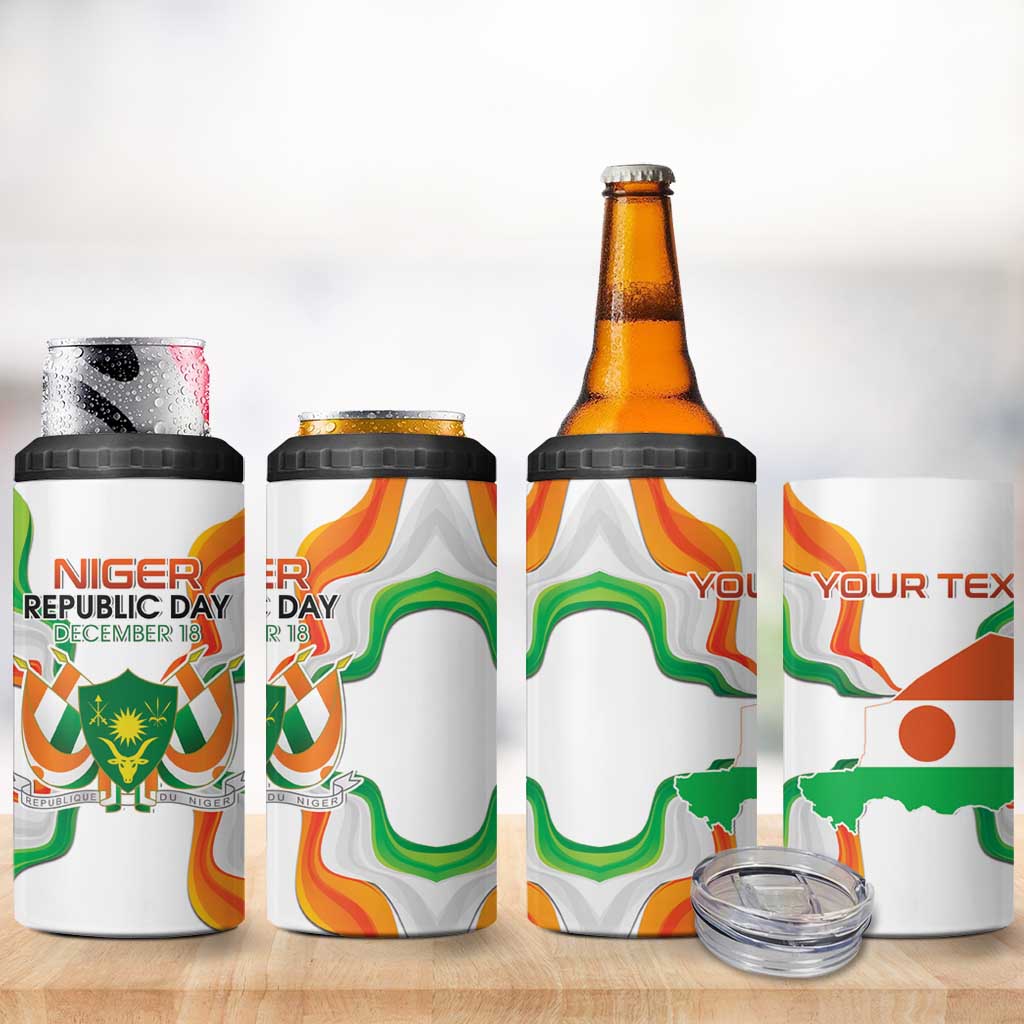 Personalized Niger Republic Day 4 in 1 Can Cooler Tumbler Coat Of Arms With Flag - Wonder Print Shop