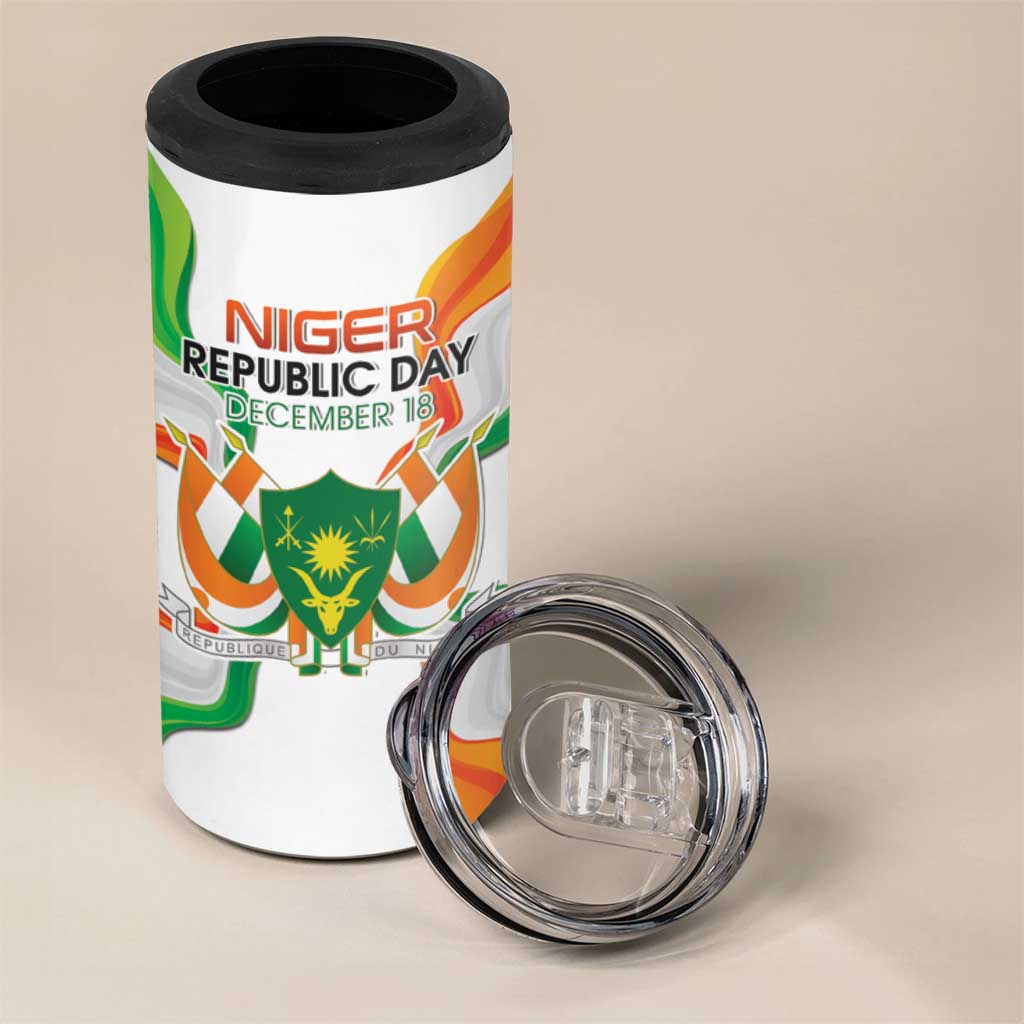 Personalized Niger Republic Day 4 in 1 Can Cooler Tumbler Coat Of Arms With Flag - Wonder Print Shop