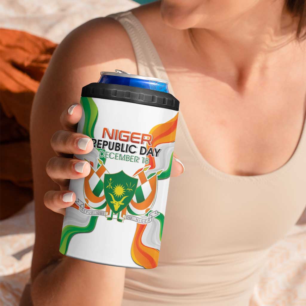 Personalized Niger Republic Day 4 in 1 Can Cooler Tumbler Coat Of Arms With Flag - Wonder Print Shop
