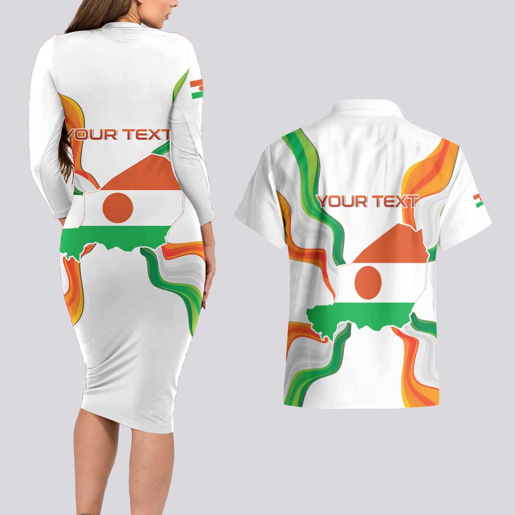 Personalized Niger Republic Day Couples Matching Long Sleeve Bodycon Dress and Hawaiian Shirt Coat Of Arms With Flag - Wonder Print Shop