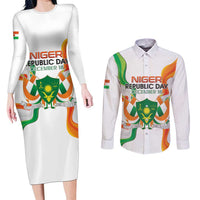 Personalized Niger Republic Day Couples Matching Long Sleeve Bodycon Dress and Long Sleeve Button Shirt Coat Of Arms With Flag - Wonder Print Shop