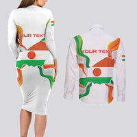 Personalized Niger Republic Day Couples Matching Long Sleeve Bodycon Dress and Long Sleeve Button Shirt Coat Of Arms With Flag - Wonder Print Shop