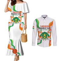 Personalized Niger Republic Day Couples Matching Mermaid Dress and Long Sleeve Button Shirt Coat Of Arms With Flag - Wonder Print Shop