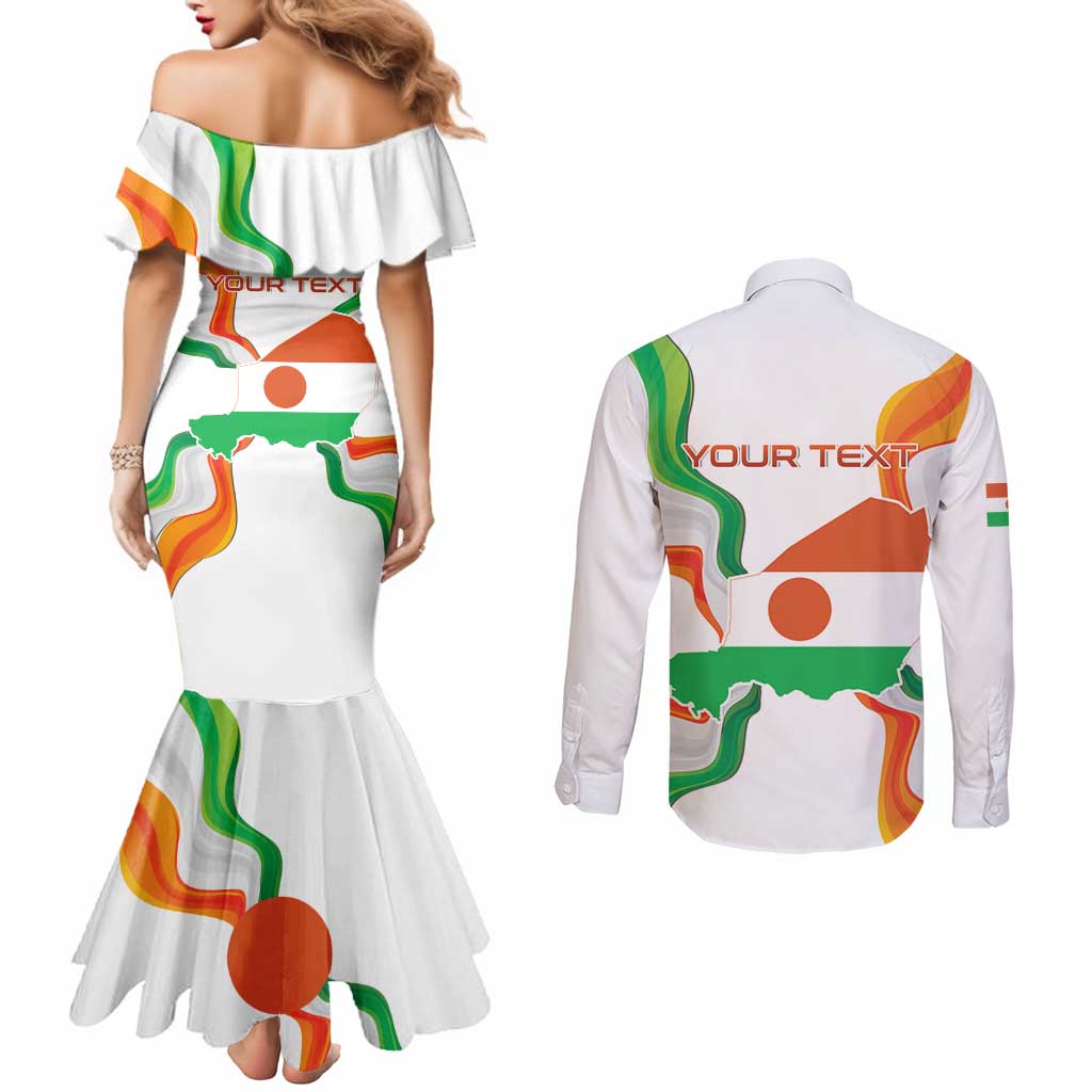 Personalized Niger Republic Day Couples Matching Mermaid Dress and Long Sleeve Button Shirt Coat Of Arms With Flag - Wonder Print Shop