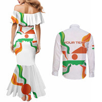 Personalized Niger Republic Day Couples Matching Mermaid Dress and Long Sleeve Button Shirt Coat Of Arms With Flag - Wonder Print Shop