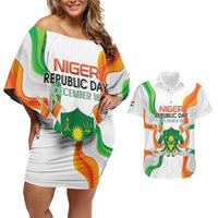Personalized Niger Republic Day Couples Matching Off Shoulder Short Dress and Hawaiian Shirt Coat Of Arms With Flag - Wonder Print Shop