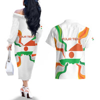 Personalized Niger Republic Day Couples Matching Off The Shoulder Long Sleeve Dress and Hawaiian Shirt Coat Of Arms With Flag - Wonder Print Shop