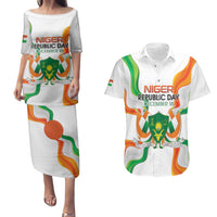 Personalized Niger Republic Day Couples Matching Puletasi and Hawaiian Shirt Coat Of Arms With Flag - Wonder Print Shop